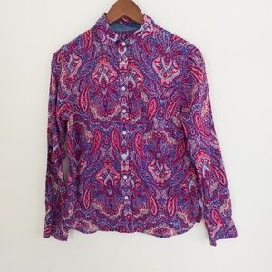 Talbots Button Down Paisley Blouse Size 10P